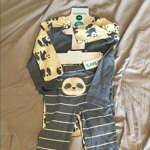NWT Carter's Gray and Cream 18 mo 4 pc Panda Pajama Set